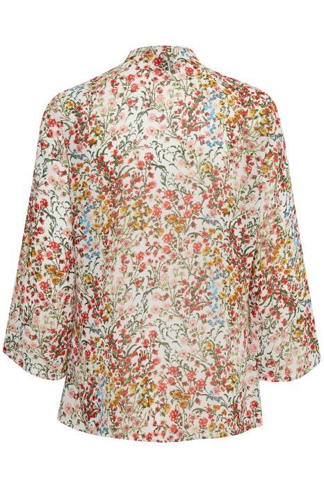 EDUCE - Kamma ls Bluse - Offwhite Blomster