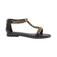 SOFIE SCHNOOR - S242751 - Sandal med guld nitter og kæde - Sort